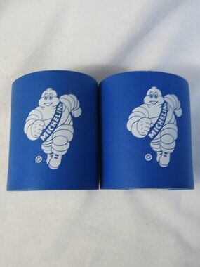 Michelin Man Tires Lot of 2 Blue Foam Drink Cooler Koozies